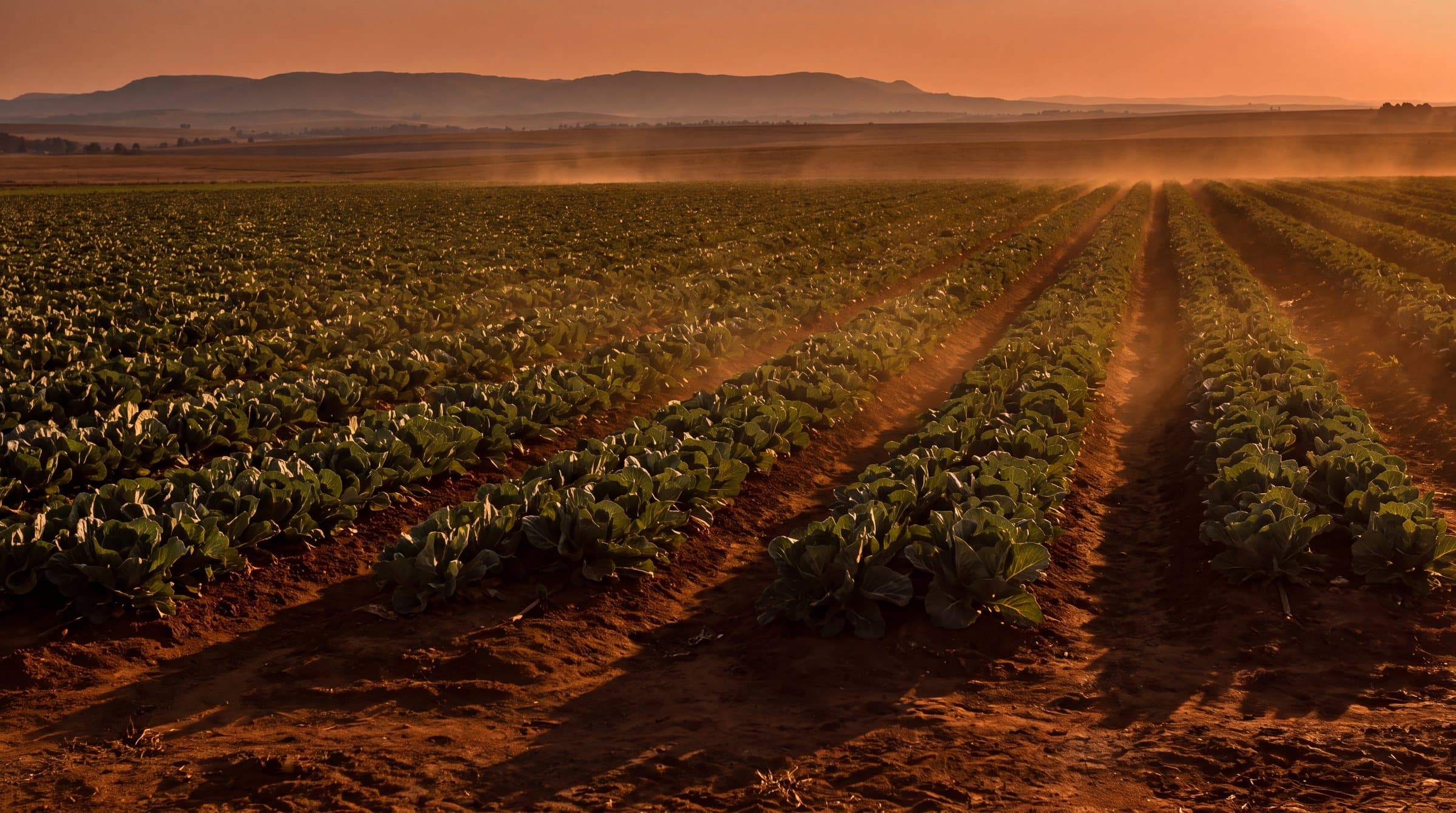 South African farmland at golden hour