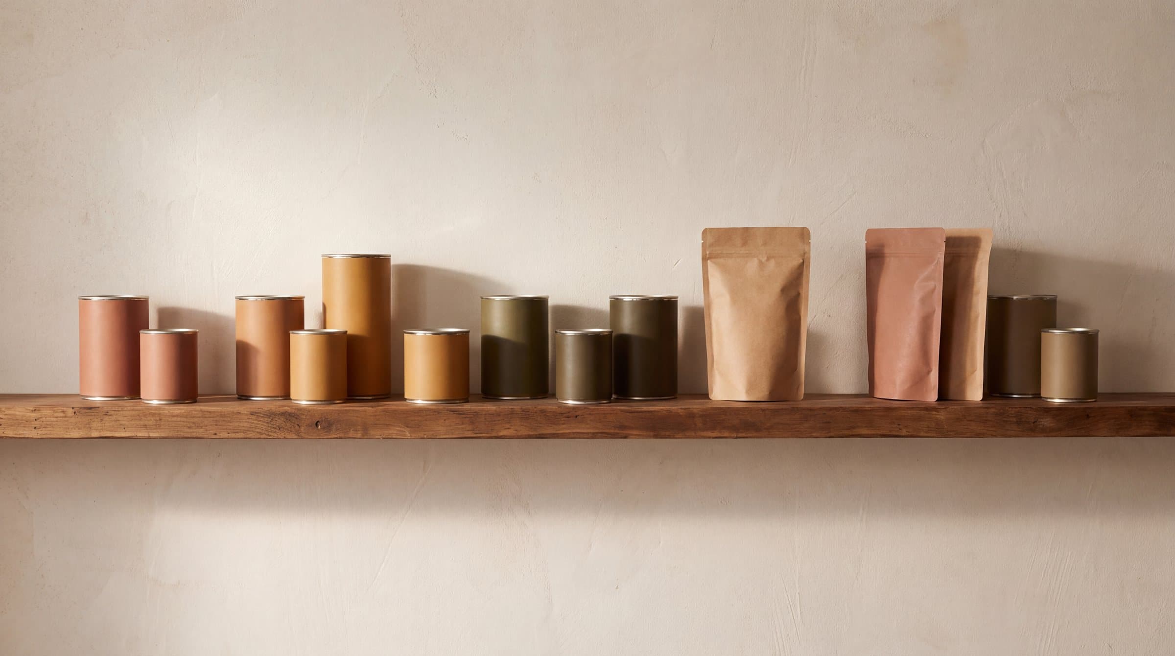 A shelf of packed product
